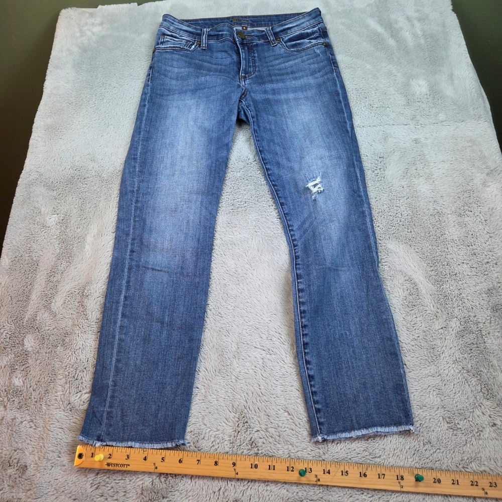Kut from the Kloth Catherine Jeans Womens Sz 6 Distressed Raw Hem Boyfriend Blue